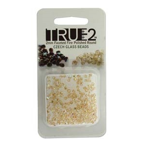 FPR0200030-98531-R - Fire Polish True 2mm Beads -  Crystal Yellow Rainbow - Approx 2 Grams - 200 Beads Factory Pack