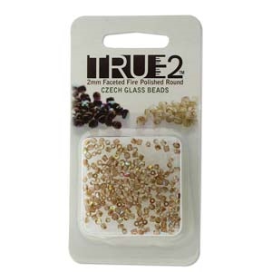 FPR0200030-98532-R - Fire Polish True 2mm Beads -  Crystal Brown Rainbow - Approx 2 Grams - 200 Beads Factory Pack