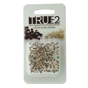 FPR0200030-98533-R - Fire Polish True 2mm Beads -  Crystal Copper Rainbow - Approx 2 Grams - 200 Beads Factory Pack