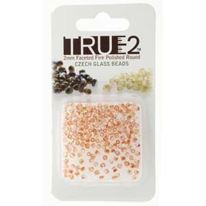 FPR0200030-98535-R - Fire Polish True 2mm Beads -  Crystal Orange Rainbow - Approx 2 Grams - 200 Beads Factory Pack