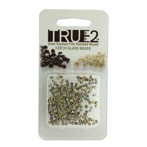 FPR0200030-98536-R - Fire Polish True 2mm Beads -  Crystal Gold Rainbow - Approx 2 Grams - 200 Beads Factory Pack