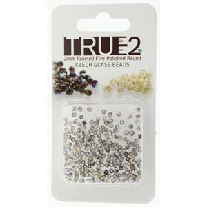 FPR0200030-98537-R - Fire Polish True 2mm Beads -  Crystal Graphite Rainbow - Approx 2 Grams - 200 Beads Factory Pack