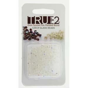 FPR0200030-98539-R - Fire Polish True 2mm Beads -  Crystal Green Rainbow - Approx 2 Grams - 200 Beads Factory Pack