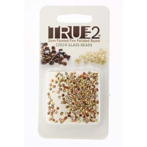 FPR0200030-98542-R - Fire Polish True 2mm Beads -  Crystal California Gold Rush - Approx 2 Grams - 200 Beads Factory Pack