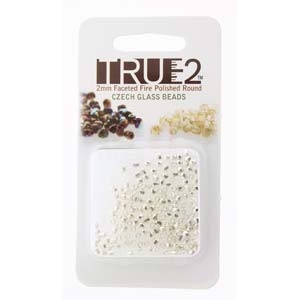 FPR0200030-SL-R - Fire Polish True 2mm Beads -  999 Fine Silver Plated - Approx 2 Grams - 200 Beads Factory Pack