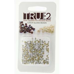 FPR0203000-26471-R - Fire Polish True 2mm Beads -  Chalk White Amber Matte - Approx 2 Grams - 200 Beads Factory Pack