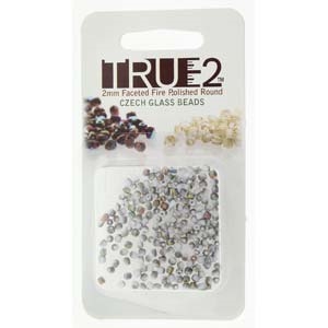 FPR0203000-28171-R - Fire Polish True 2mm Beads -  Chalk White Vitrail Matte - Approx 2 Grams - 200 Beads Factory Pack