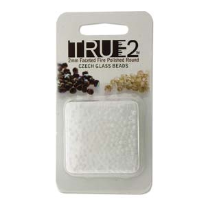 FPR0203000-R - Fire Polish True 2mm Beads -  Chalk White - Approx 2 Grams - 200 Beads Factory Pack