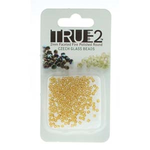 FPR0210060-R - Fire Polish True 2mm Beads -  Topaz-Approx 2 Grams - 200 Beads Factory Pack