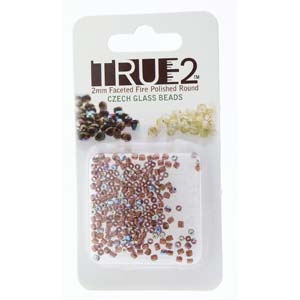 FPR0220030-68505-R - Fire Polish True 2mm Beads -  Light Amethyst AB COP LD Rainbow - Approx 2 Grams - 200 Beads Factory Pack