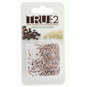 FPR0220030-98533-R - Fire Polish True 2mm Beads -  Light Amethyst Copper Rainbow - Approx 2 Grams - 200 Beads Factory Pack