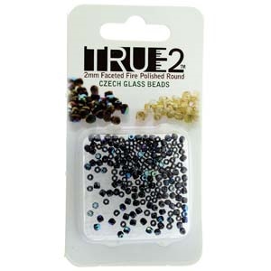 FPR0223980-14400AB-R - Fire Polish True 2mm Beads -  Jet - Hematite AB - Approx 2 Grams - 200 Beads Factory Pack