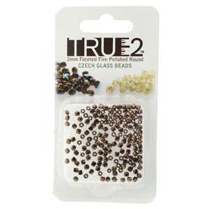 FPR0223980-14415-R - Fire Polish True 2mm Beads -  Jet Bronze - Approx 2 Grams - 200 Beads Factory Pack