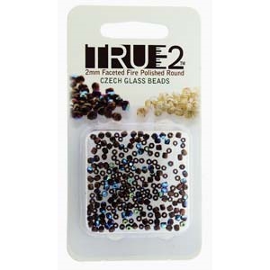 FPR0223980-14415AB-R - Fire Polish True 2mm Beads -  Jet - Bronze AB - Approx 2 Grams - 200 Beads Factory Pack