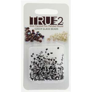 FPR0223980-27001-R - Fire Polish True 2mm Beads -  Jet Labrador - Approx 2 Grams - 200 Beads Factory Pack