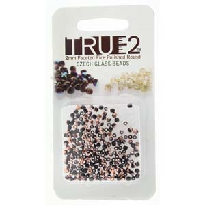 FPR0223980-27101-R - Fire Polish True 2mm Beads -  Jet Capri Gold - Approx 2 Grams - 200 Beads Factory Pack