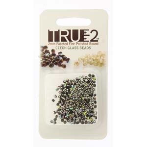 [ OR ] FPR0223980-28101-R - Fire Polish True 2mm Beads -  Jet Vitrail - Approx 2 Grams - 200 Beads Factory Pack