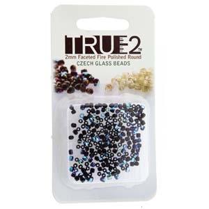 FPR0223980-28701-R - Fire Polish True 2mm Beads -  Jet AB - Approx 2 Grams - 200 Beads Factory Pack