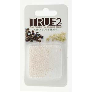 FPR0225001-R - Fire Polish True 2mm Beads -  Pastel White - Approx 2 Grams - 200 Beads Factory Pack