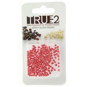 FPR0225010-R - Fire Polish True 2mm Beads -  Pastel Dark Coral - Approx 2 Grams - 200 Beads Factory Pack