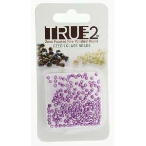 FPR0225012-R - Fire Polish True 2mm Beads -  Pastel Lilac - Approx 2 Grams - 200 Beads Factory Pack