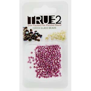 FPR0225031-R - Fire Polish True 2mm Beads -  Pastel Burgundy - Approx 2 Grams - 200 Beads Factory Pack