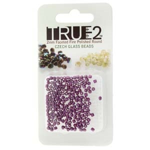 FPR0225032-R - Fire Polish True 2mm Beads -  Pastel Bordeaux - Approx 2 Grams - 200 Beads Factory Pack