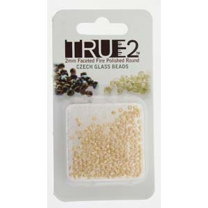 FPR0225039-R - Fire Polish True 2mm Beads -  Pastel Cream - Approx 2 Grams - 200 Beads Factory Pack