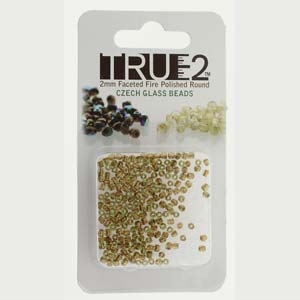 FPR0250230-68105-R - Fire Polish True 2mm Beads -  Olive Copper Lined - Approx 2 Grams - 200 Beads Factory Pack