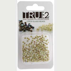 FPR0250230-98532-R - Fire Polish True 2mm Beads -  Olive Brown Rainbow - Approx 2 Grams - 200 Beads Factory Pack