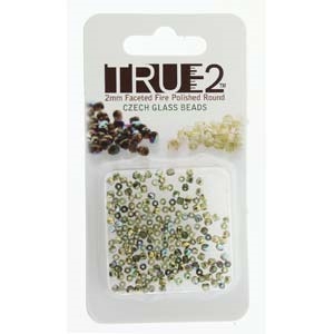 FPR0250230-98536-R - Fire Polish True 2mm Beads -  Olive Gold Rainbow - Approx 2 Grams - 200 Beads Factory Pack