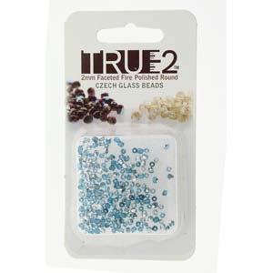 FPR0260020-27001-R - Fire Polish True 2mm Beads -  Aqua Labrador - Approx 2 Grams - 200 Beads Factory Pack