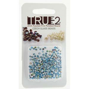 [ OR ] FPR0260020-28101-R - Fire Polish True 2mm Beads -  Aqua Vitrail - Approx 2 Grams - 200 Beads Factory Pack