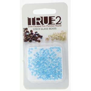 FPR0260020-28701-R - Fire Polish True 2mm Beads -  Aqua AB - Approx 2 Grams - 200 Beads Factory Pack