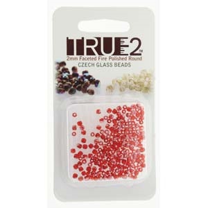 FPR0290080-22501-R - Fire Polish True 2mm Beads -  Siam Celsian - Approx 2 Grams - 200 Beads Factory Pack