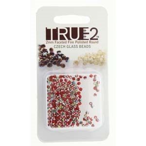 FPR0290080-28101-R - Fire Polish True 2mm Beads -  Siam Vitrail - Approx 2 Grams - 200 Beads Factory Pack