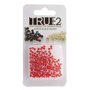 FPR0290080-28701-R - Fire Polish True 2mm Beads -  Siam AB - Approx 2 Grams - 200 Beads Factory Pack