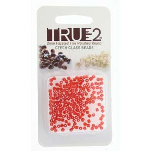 FPR0290080-R - Fire Polish True 2mm Beads -  Siam - Approx 2 Grams - 200 Beads Factory Pack