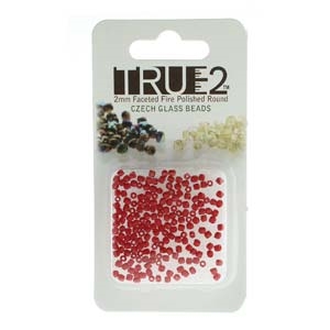 [ OR ] FPR0293200-R - Fire Polish True 2mm Beads -  Red Opaque-Approx 2 Grams - 200 Beads Factory Pack