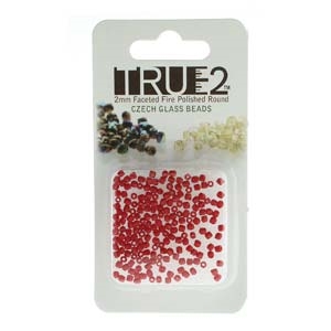 FPR0293200-R - Fire Polish True 2mm Beads -  Red Opaque-Approx 2 Grams - 200 Beads Factory Pack