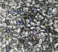 Firepolish Tear Drop 7/5mm:  FPTD-29601 - Silver/Blue/Purple - 2 Beads
