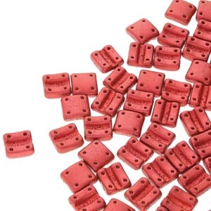 FXRV8703000-01890 - Fixer Beads with Vertical Holes - Chalk Lava Red - 10 Count