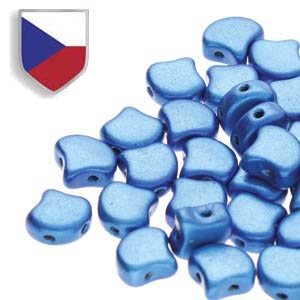 [ 8-1-B-3-11 ] Ginko : GNK8723980-24203CS - Metalust Crown Blue Czech Shield - 25 Beads