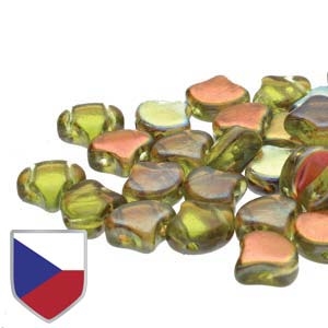 Ginko : GNK8700030-27101CS - Olivine Brown Rainbow Czech Shield - 25 Beads