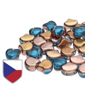 Ginko : GNK8760020-27101CS - Aqua Capri Gold Czech Shield - 25 Beads