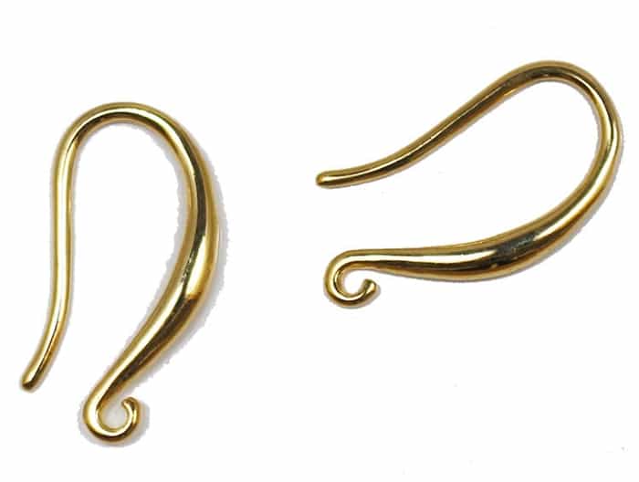 GPB18MMFOL - Gold Plated Brass 18mm Fishhook Earwires with Open Loop - 1 Pair