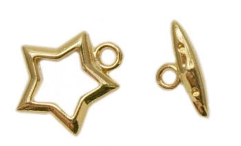 Gold Plated Brass Star Toggle Clasp 15x15mm