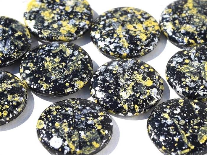 GRC18-23980-45701 - Glass Cabochon 18mm - Jet Tweedy Yellow - 1 Count