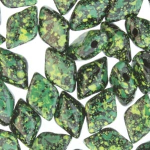 GemDuo-24405 - GemDuo 2-Hole Beads - 5x8mm - Jet Green Confetti (8 Grams - Approx. 55 pcs)