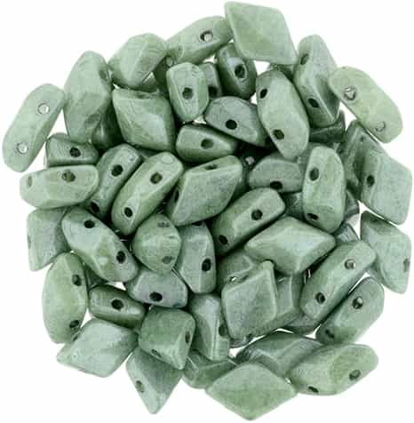 GemDuo-64454 - GemDuo 2-Hole Beads - 5x8mm - Luster - Stone Green (approx 55 pcs)